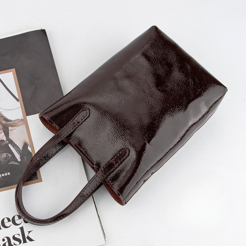Damen Klassische und Schlichte Vollnarbenleder Vielseitige Einzel-Schultertasche, Leichte Umhänge-Handytasche