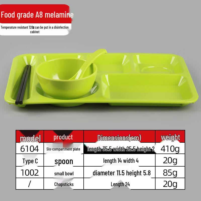 Rectangular Melamine Divided Canteen Tray
