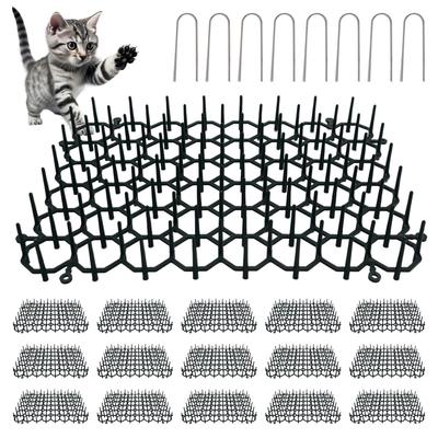 Cat Repellent Cat Deterrent Thorn Pest Control Garden Suitable for and Prevents Stray Cats and Mesh Easy Black Sheet, Mat, Sheet, 15-Piece Set,