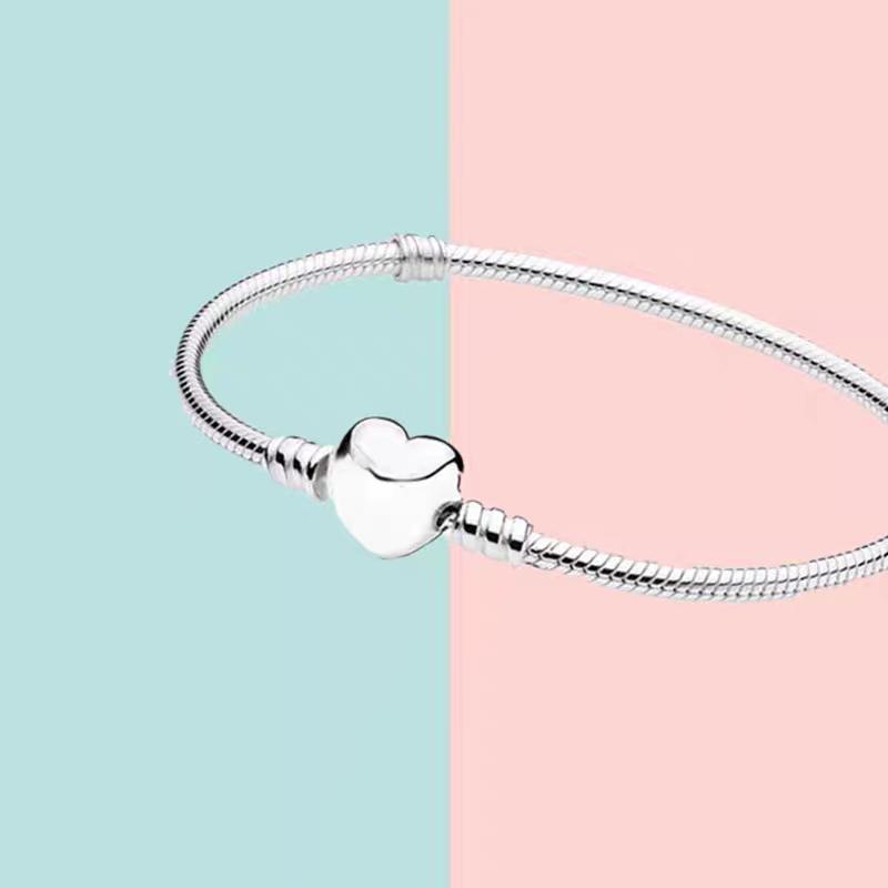 2026 New Style 925 Silver Crown Heart Snake Bone Chain, High-Quality Basic Beaded Bracelet for Women DIY Jewelry Making