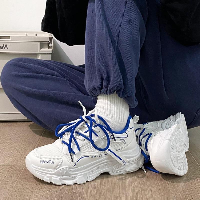 Mesh Shoes Women's Color Matching Lace-up Muffin Platform Ins Sports Shoes Are Breathable and Versatile In Summer