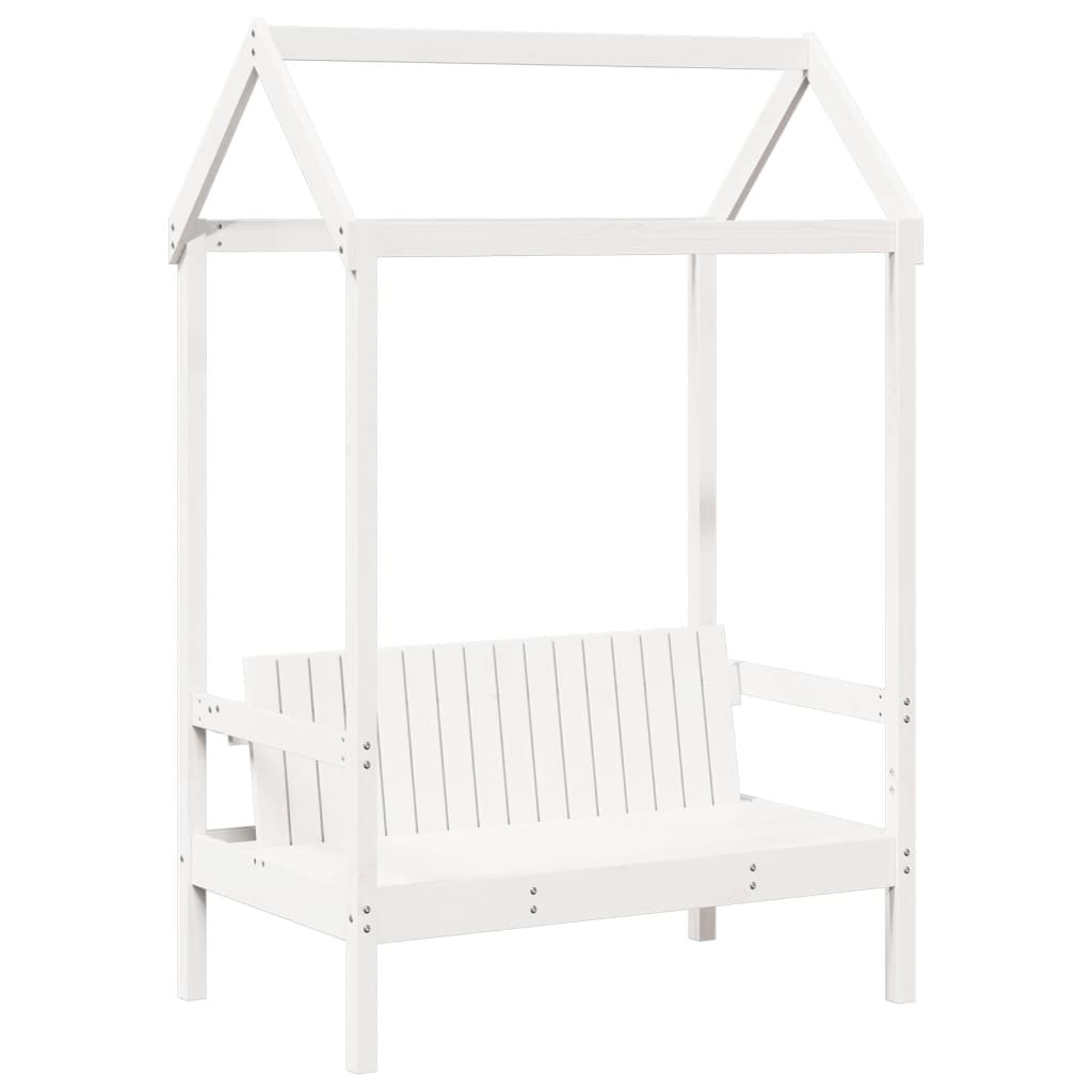 Solid Wood Bed and Bench with Roof White 75x190 cm Pine Wood