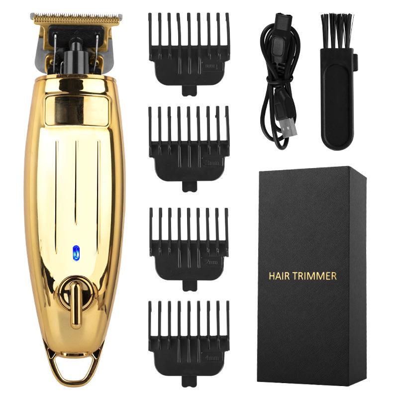 USB Rechargeable Electric Hair Clipper, Retro Oil Head, Gradient White, 0 Blade for Hairdressing & Shaving.