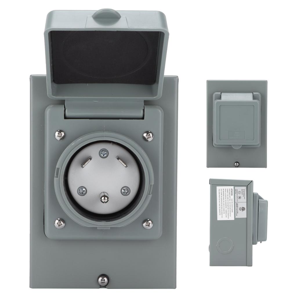30A Generator Power Inlet Box 125V 3750W Outdoor Weatherproof Socket Accessory for RV