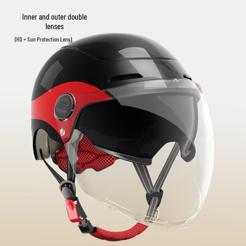 Milin Double Visor Motorcycle Helmet with Taillight Universal