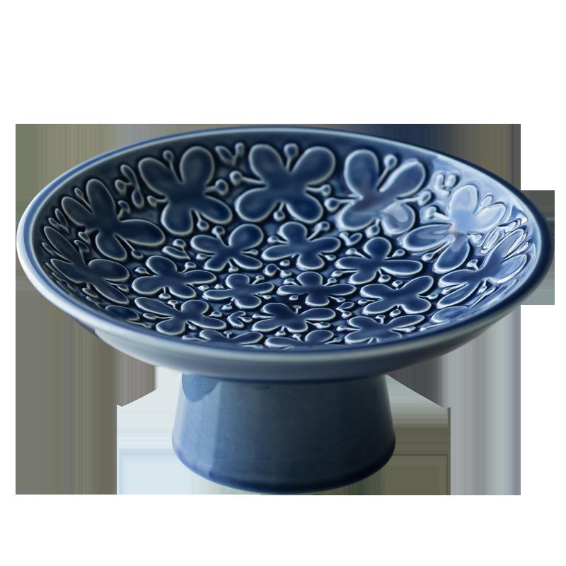 Elegant Ceramic Fruit & Dessert Plate with High Base – Luxurious Tableware for Cold Dishes