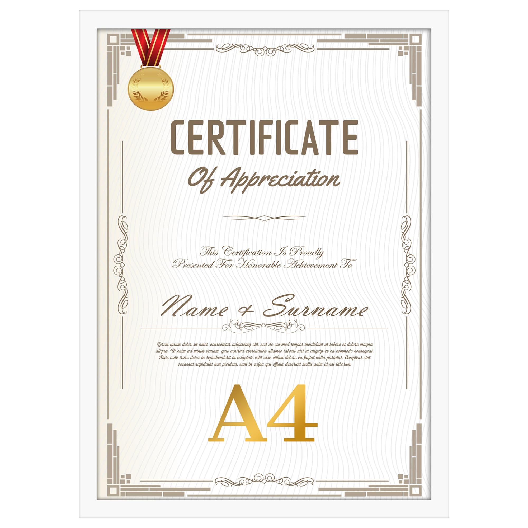 

Рамка для наград формата А4 Vasemouh, настенная и настольная, 210x297 мм, фоторамка, белая, 1 штука белый