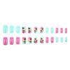 24 Pcs Gradient Artificial Nail Short Square Full Cover False Nail Glossy Stick On Nail Coconut Tree Press On Nail