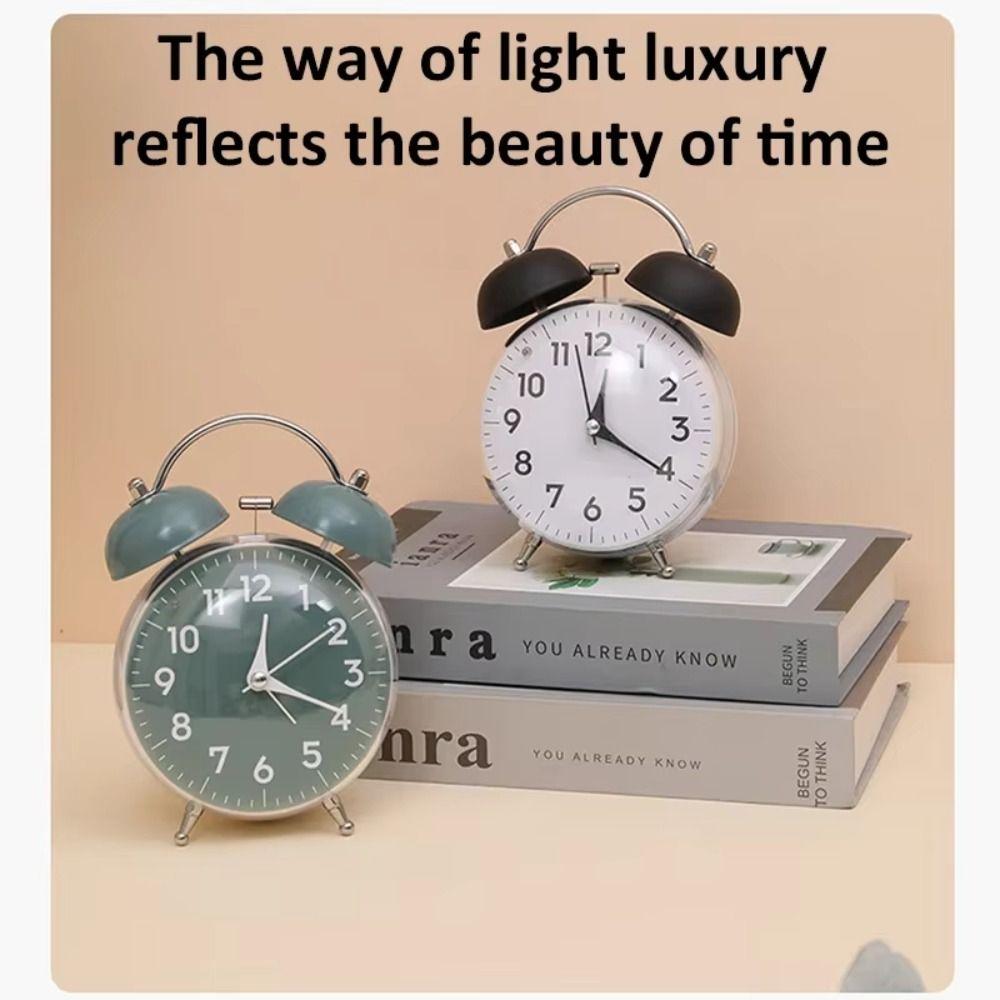 Soft Night Light Twin Bell Clock 4 Inch Size Bedside Wake-up Clock Desk Alarm Clock  Student Use