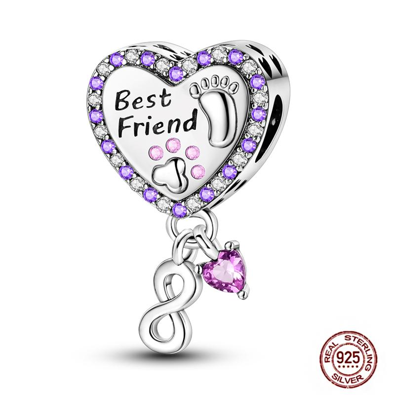 Copper Charms Great Love Mother Family Sister Pink Heart Tulip Cha Beads Fit Original Bracelet Diy Mother'S Day Jewelry Gift