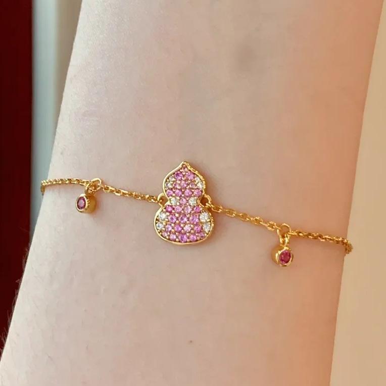 

Роскошный градиентный розовый корундовый браслет и ожерелье для женщин - национальный стиль модного дизайна SL1549 розовый