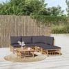 Vidaxl 6-Cz. Gartenmöbel-Set, Dunkelgraue Kissen, Bambus