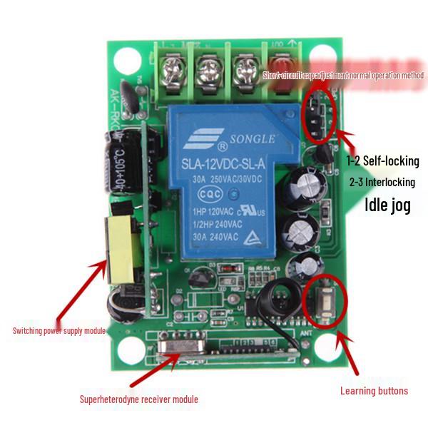 220V Single-Circuit 30A Remote Control Switch & Waterproof 2-Button Remote
