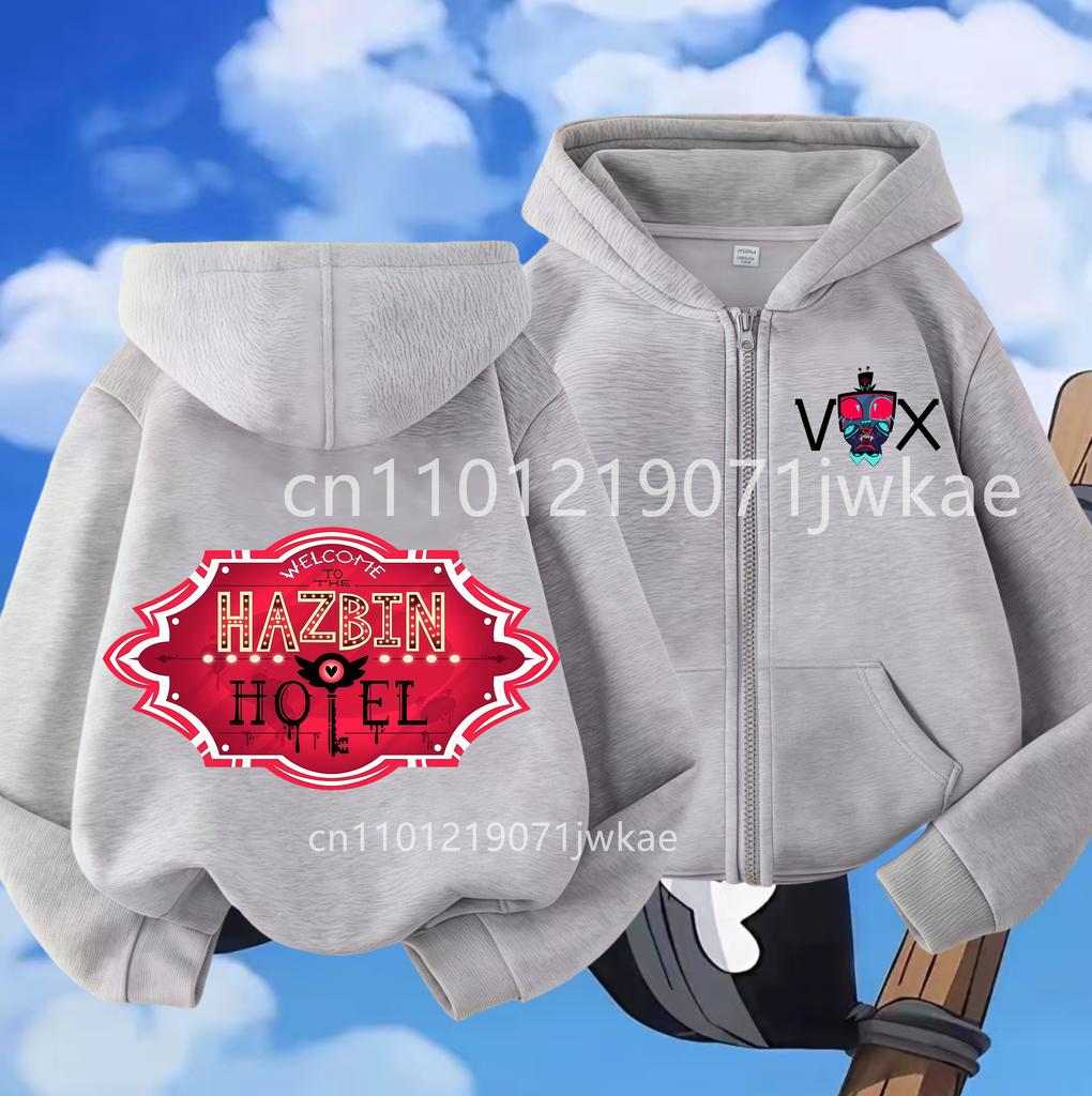 Kreslený Anime Vox Hazbin Hotels Potisk Mikina Dětská Harajuku Dlouhý Rukáv Pulovry Mikiny Zipové Kabátky Dětské Oblečení