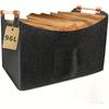 1 Pz Cesto Grande XXL per Legna da Ardere - Contenitore Pieghevole Robusto per Legna da Ardere con Spesso Pile e Robuste Maniglie in Legno