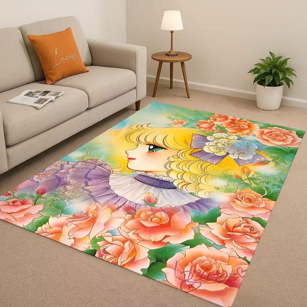 Cartoon Candy Candy Sweet Girl Anime Room Non Slip Area Rug Soft Carpet for Bedroom Playroom Sofa,Easy Clean Home Decor Doormat