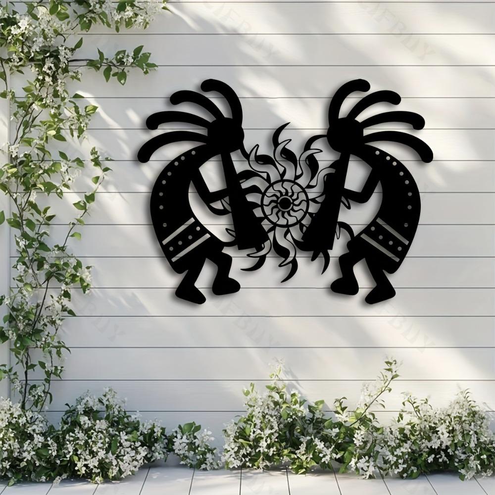 Kokopelli Couple Dancing Metal Wall Art for Indoor Outdoor Patio Balcony Home Decor Gift