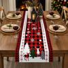 Santa Snowman Christmas Tablecloth Reindeer Poinsettia Table Runner Xmas Table Flag  Kitchen