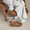 Kids Winter Snow Boots Boys Girls Genuine Leather Ankle With Warm Cotton Lining Anti-Slip TPR Sole
