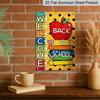 2D Flat, 1pc "Welcome Back To School" Metal Wall Art Sign with Apple & Colorful Pencils - 8*12 Inch Aluminium Classroom Decor, Polka Dot & Rainbow