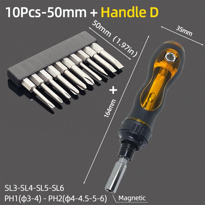 10 ks Sada šroubovacích bitů s drážkou Phillips Elektrický šroubovák s plochou křížovou hlavou Ruční nářadí Ocelové magnetické šroubováky S2 Vrtáky