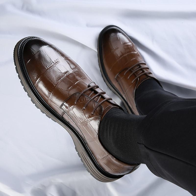Fashion Korean Version Men Shoes Party Casual Driving Shoes Oxford Wedding Leather Party Shoes Men’s Thick Soled Business Dating Loafers