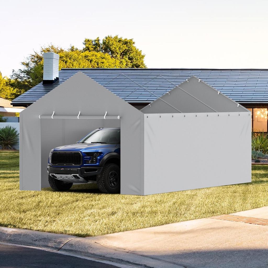 Carport Replacement Canopy Cover Side Wall 12 x 20 ft, Garage Tent Shelter Tarp Heavy-Duty Waterproof & UV Protected, Easy Installation with Ball
