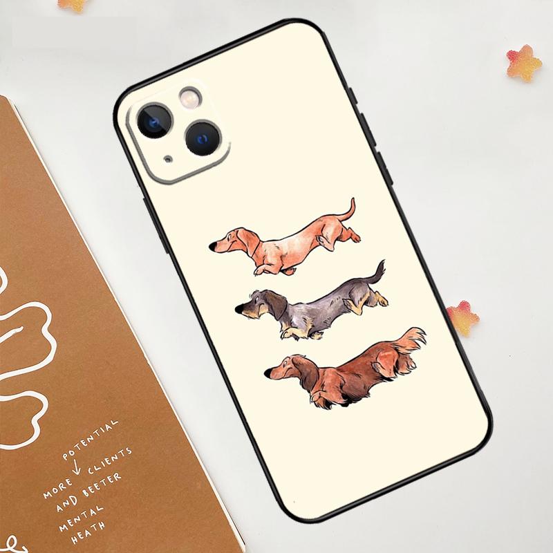 

Мультяшный чехол с таксой для Apple iPhone 16 15 14 13 11 12 Pro Max Mini XR 15 16 Plus 16e Защитная крышка iPhone 16 Plus