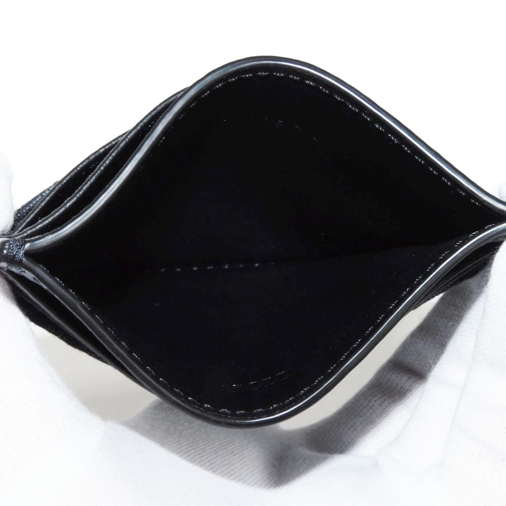 Used 10656 Oblique Jacquard Card Holder 2ESCH135YSE_H03E 7946 Current Calfskin Pass Case Logo Cotton Black Men's from