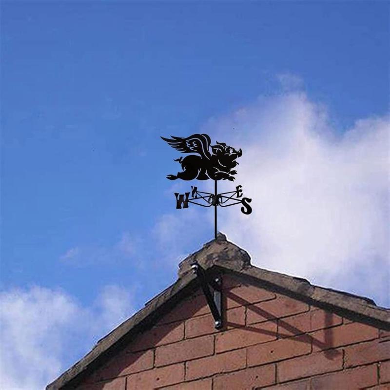 Iron Rooster Metal Weather Vane Family Name Wind Direction Light Weather Roof Mount Wind Vane Outdoor Accessories