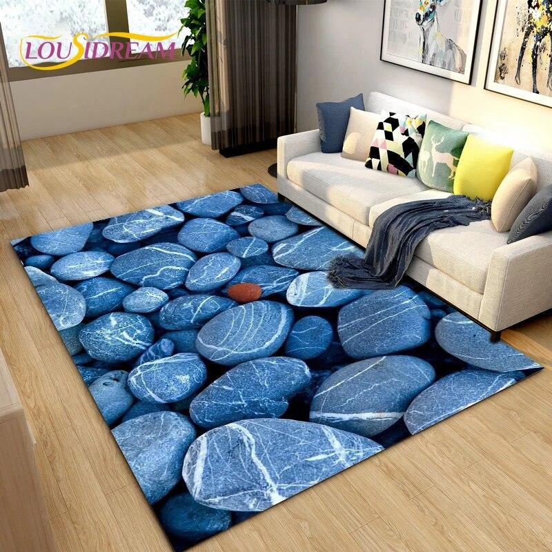 3D Color Cobblestone Stone Area Rug,Carpet Rug for Living Room BedRoom Decoration,Kitchen Doormat Bathroom Anti-slip Floor Mat