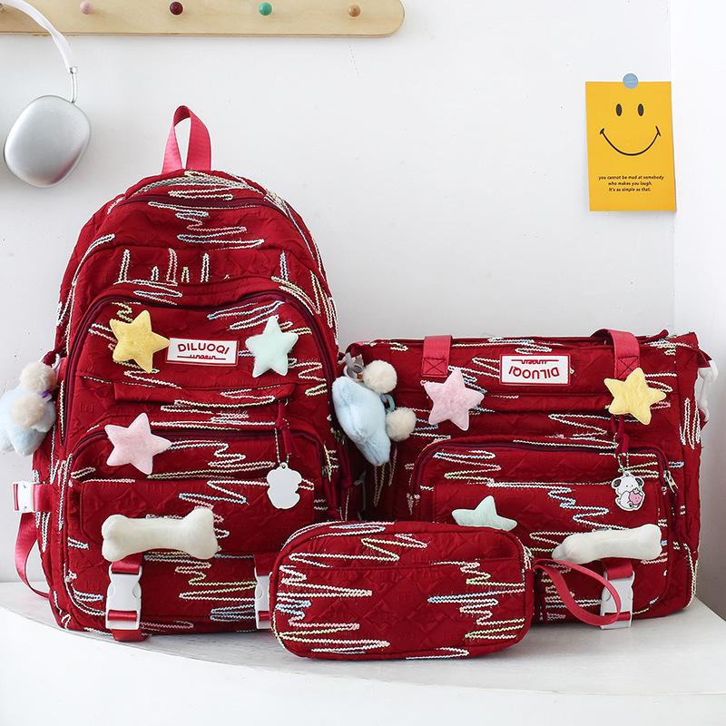 Children's Schoolbags Elementary School Students Junior High School Girls High School Students High Looking Three Piece Backpack