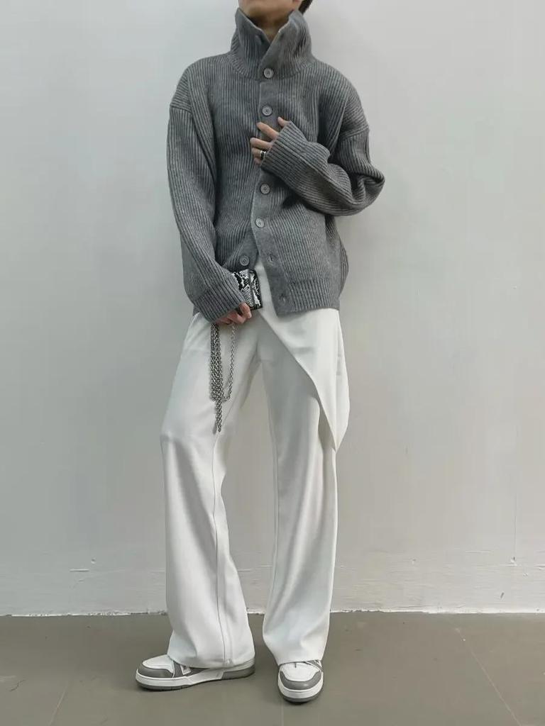 Unisex Korean Fashion Knitted Sweater: Loose Fit with Button Details for Autumn/Winter