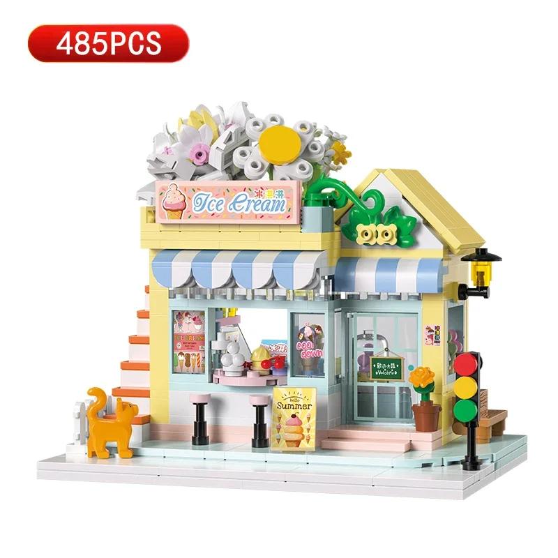 Street View Building Blocks Diy Plastic Model Mini Bricks Educational Assembly Games Desktop Home Decoration Children Gifts
