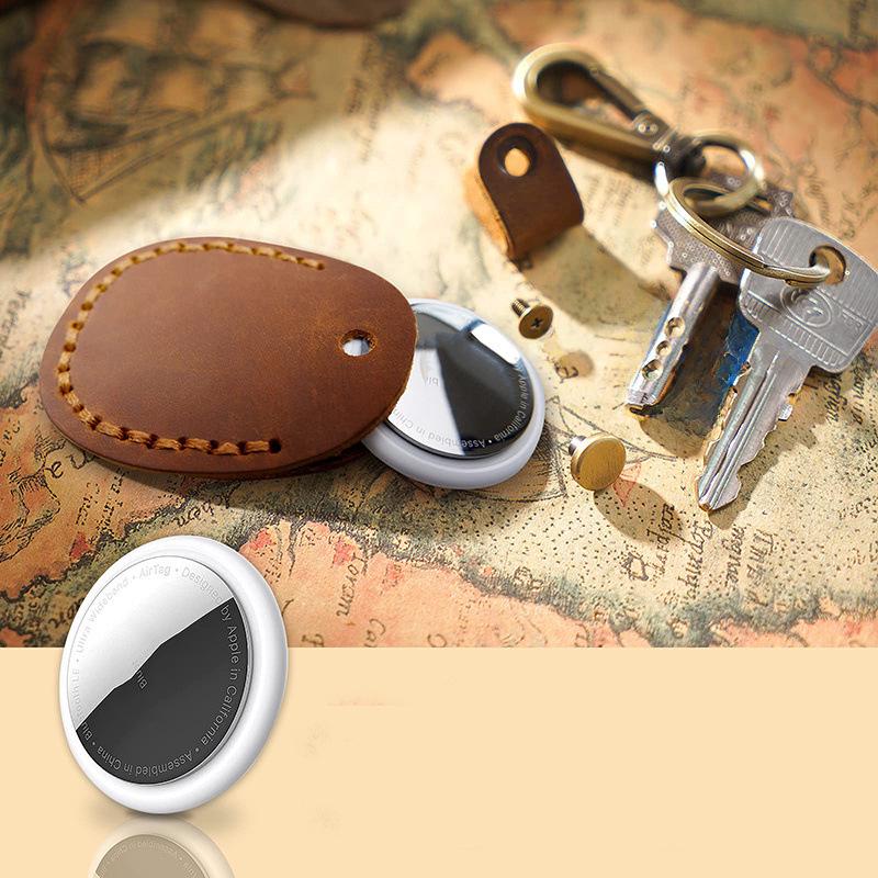 Available AirTag Leather Protective Case with Keychain and Access Card Holder