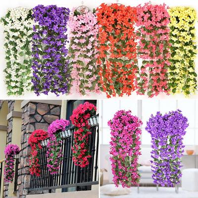 Flores Artificiais de Glicínia Realistas para Cestas Suspensas Cores Disponíveis