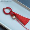 Two-Color Braided Keychain with Jade Buckle and Tassel
