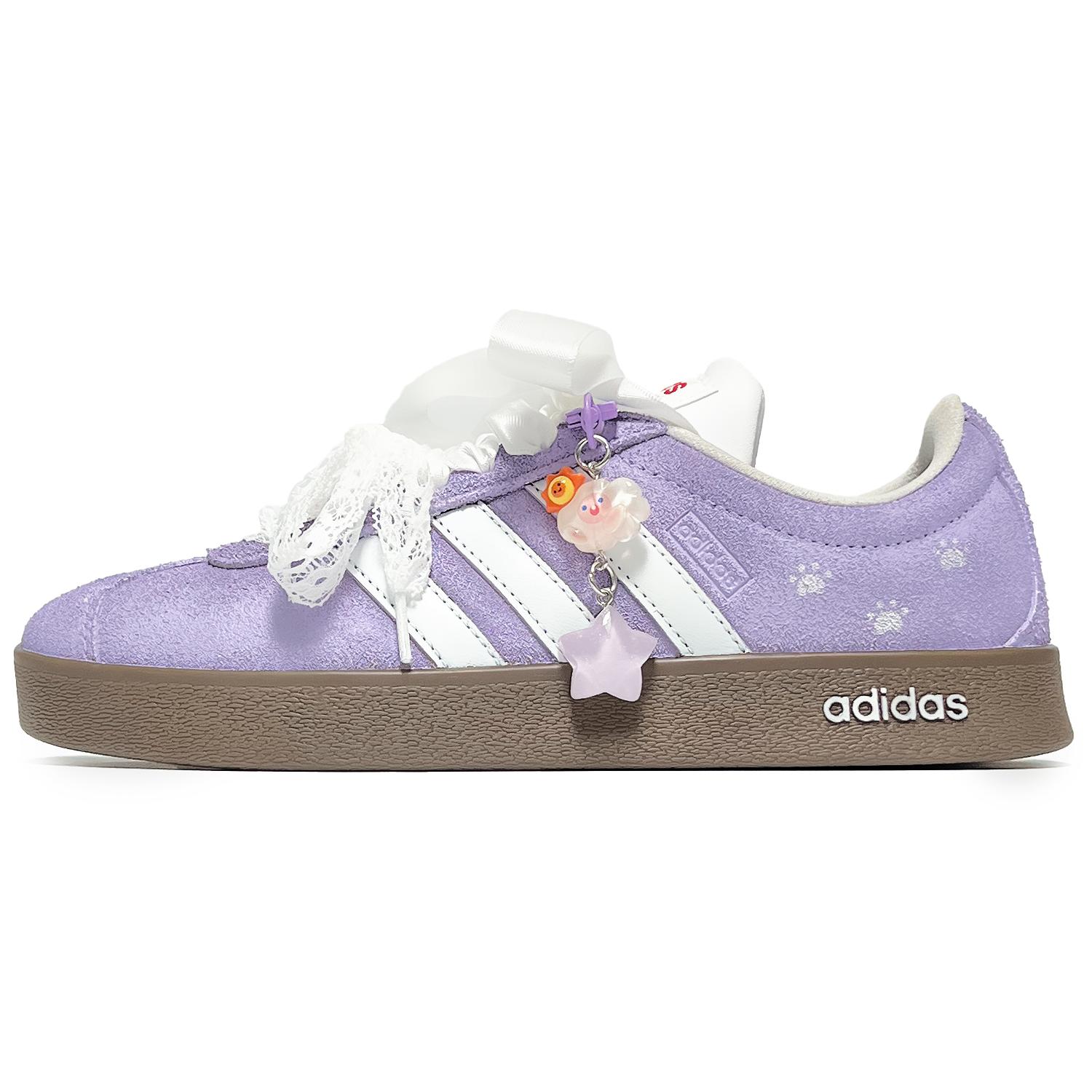 

Adidas VL COURT 2.0 Purple Misty Star Whisper Abrasion Resistant Low top Skateboard Shoes Unisex White Purple HQ1802(Team285-) 41⅓