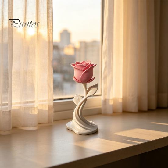 Einzigartige Romantische Geschenke Moderne Rosen-Skulptur, 3D-gedruckte minimalistische Blumendekoration, Abstrakte Innenraumdekoration Blumenstatue für Zuhause Büro,