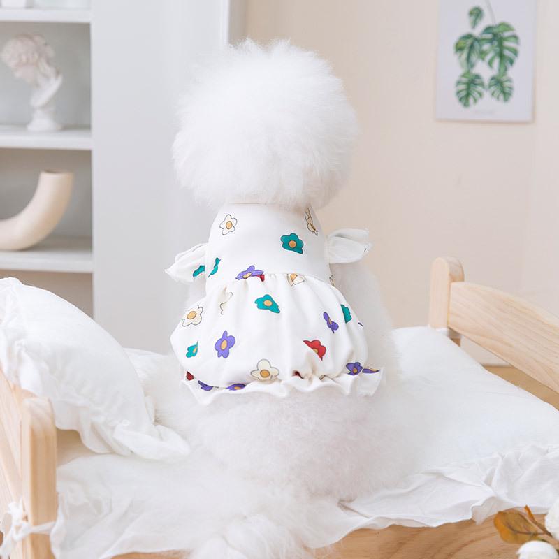 Spring/Summer Floral Pet Dress: Cute Ruffle Sleeve Skirt for Dogs & Cats