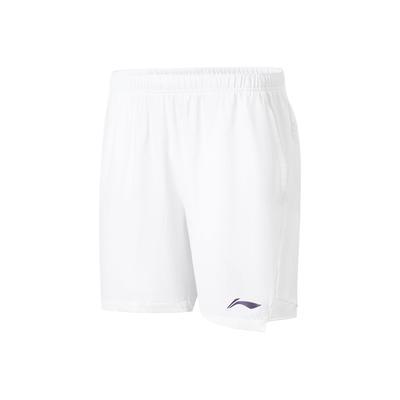 Li Ning Badminton Series Solid Color Logo Quick-Dry Cool Competition Sports Shorts Unisex Shorts White AAPU129-2