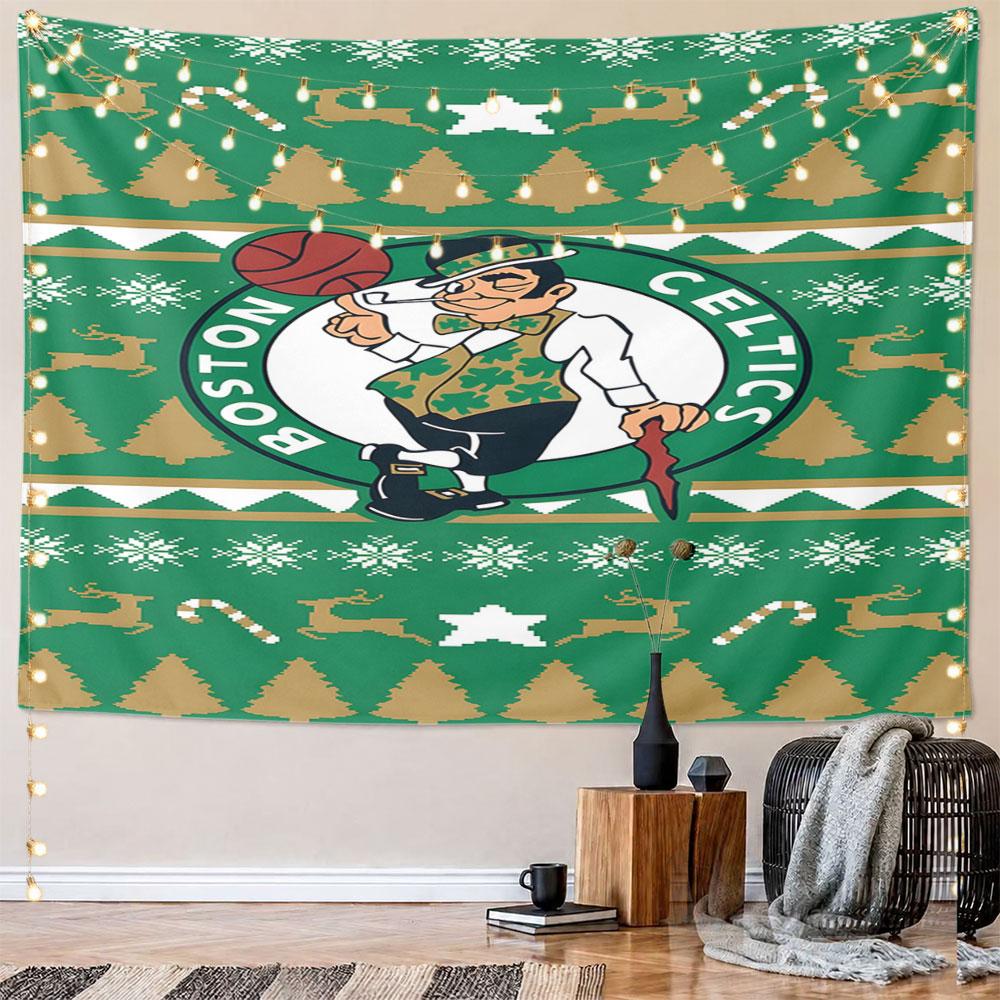 "Boston Celtics Festive Tapestry Design" Pattern Wall Hanging Tapestry Decorative Tapestry Home Decor for Bedroom and Living Room