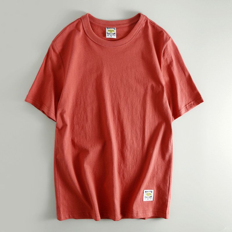 Leak-Picking! Export Export Japan Pure Cotton Men Casual Pure Color Short Sleeve T-Shirt Tail Order Cattle Goods OEM Goods Bottoming Shirt