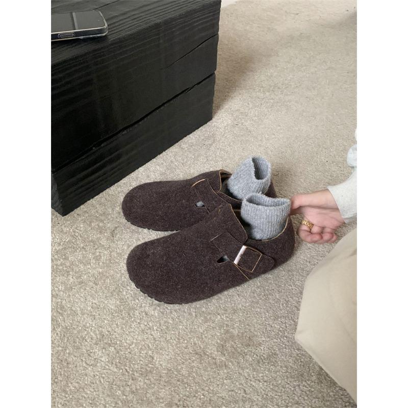 

Autumn and winter new retro lazy people pedal thick soles to increase height, ugly and cute single shoes women s shoes 39