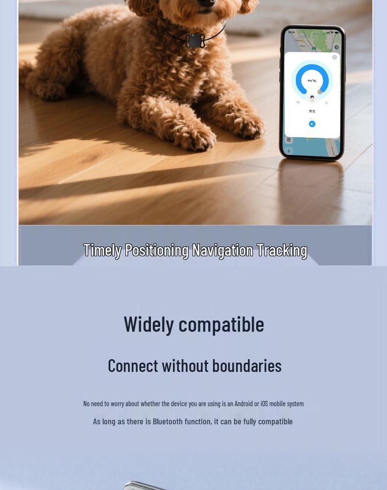 Universal Pet GPS Tracker for Cats and Dogs - Compatible with Android/iOS, Anti-Lost Device