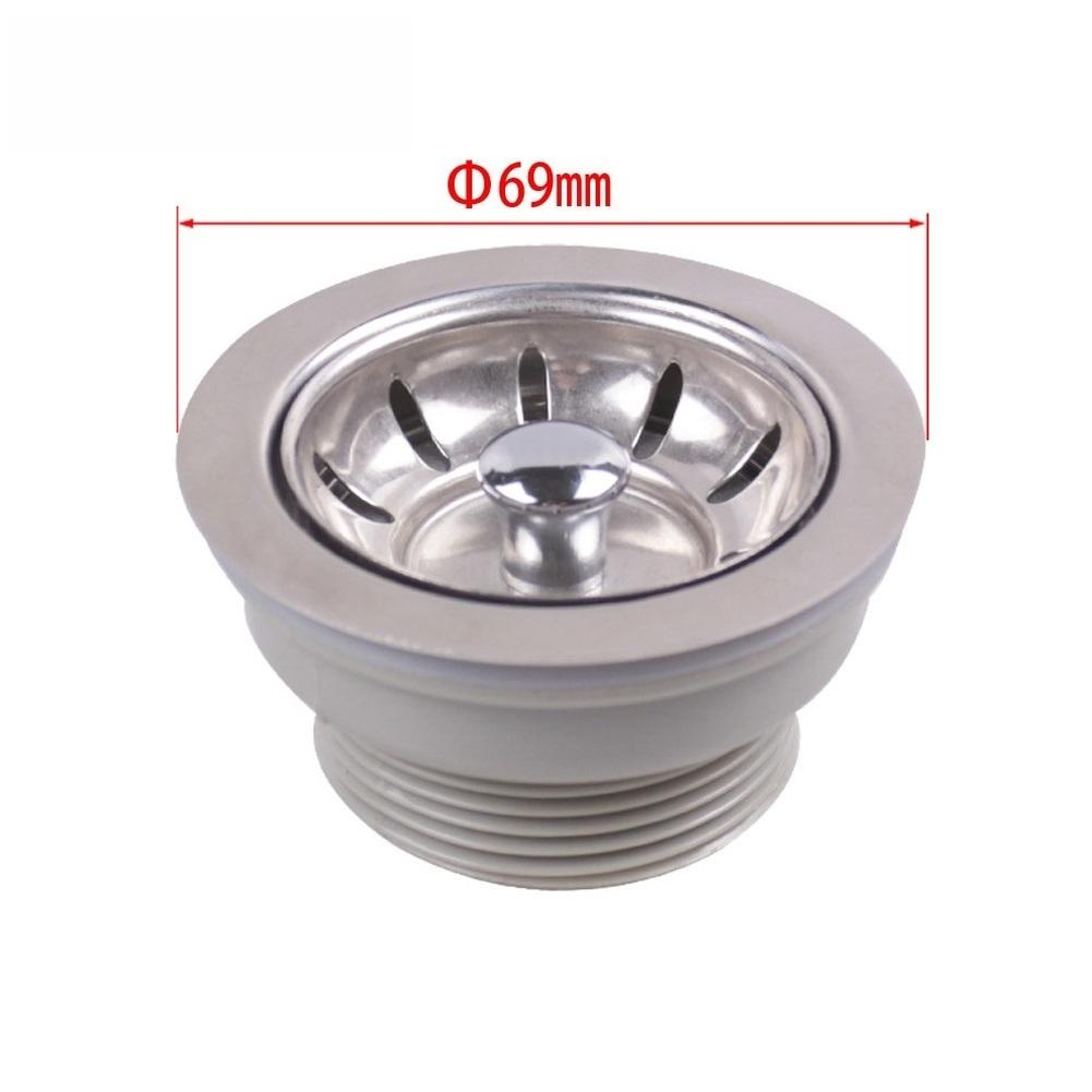 Sink Drain Strainer With PP Cover Kit Dual-Layer 69mm Stainless Steel For 54-60mm Kitchen Leak Prevention Drain Spare Parts