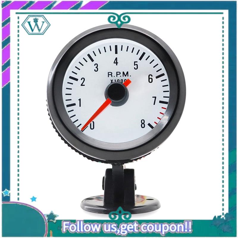 AA92-Automotive 2-Inch 52Mm Blue Light Black Circle Tachometer Accessories 0-8000RPM For 1-8 Cylinders LED Light
