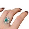 Light Luxury High-end Paraiba Hollow Rings for Women Inlaid Crystal Water Droplet Oval Blue Ring Wedding Jewelry Gift