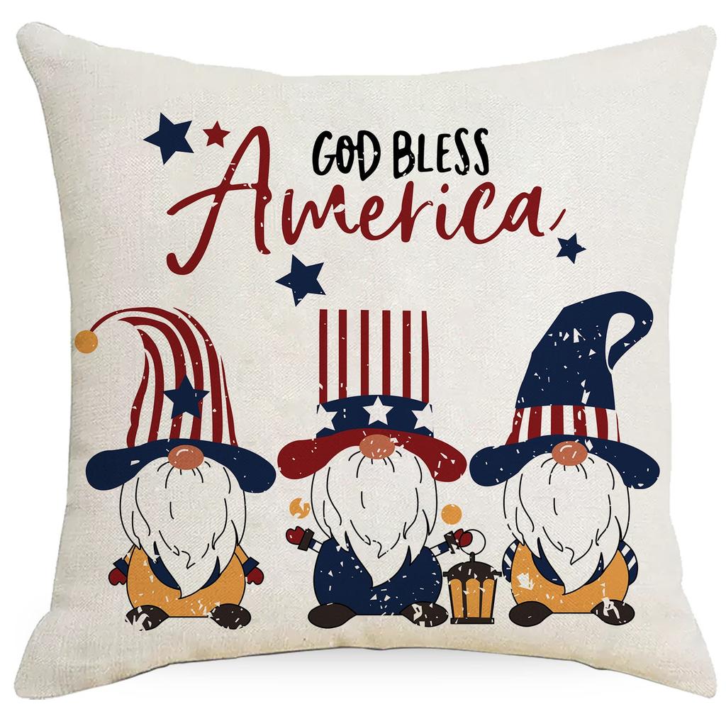 Pillow Pillowcase Red and Blue Striped Letters Color Printed Sofa Square Pillowcase Without Core