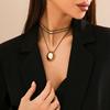 Elegant Long Neck Chain Adjustable Rope Collarbone Chain Choker Geometric Eggs Pendant Neckchains Jewelry for Women